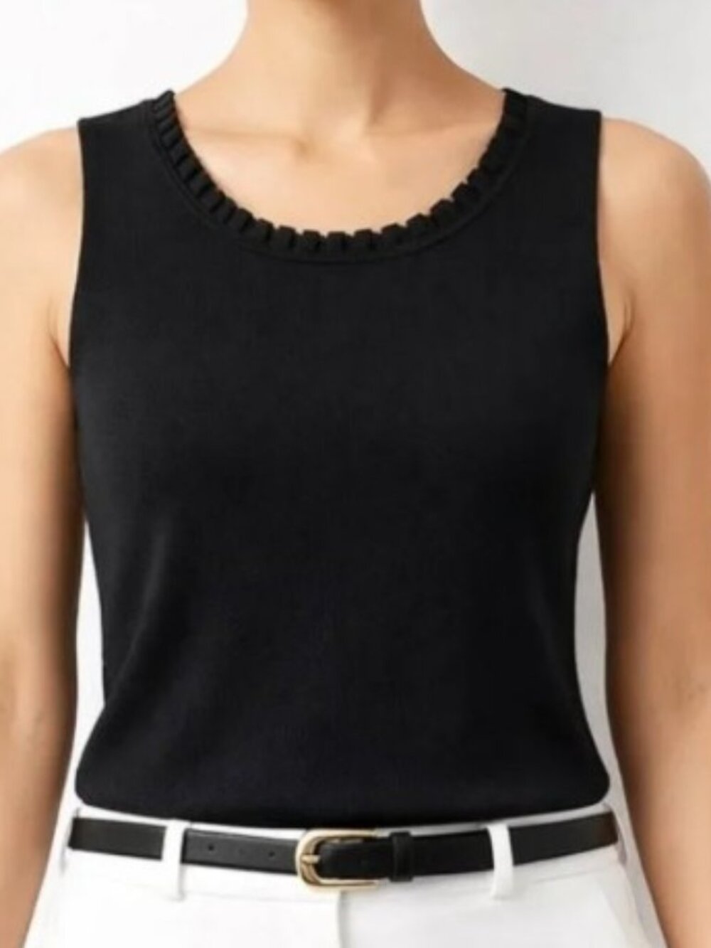 Spanner Black Scoop Neck Knit Corpcore Chic Wide Strap Neutral Tank Top [Size M]
